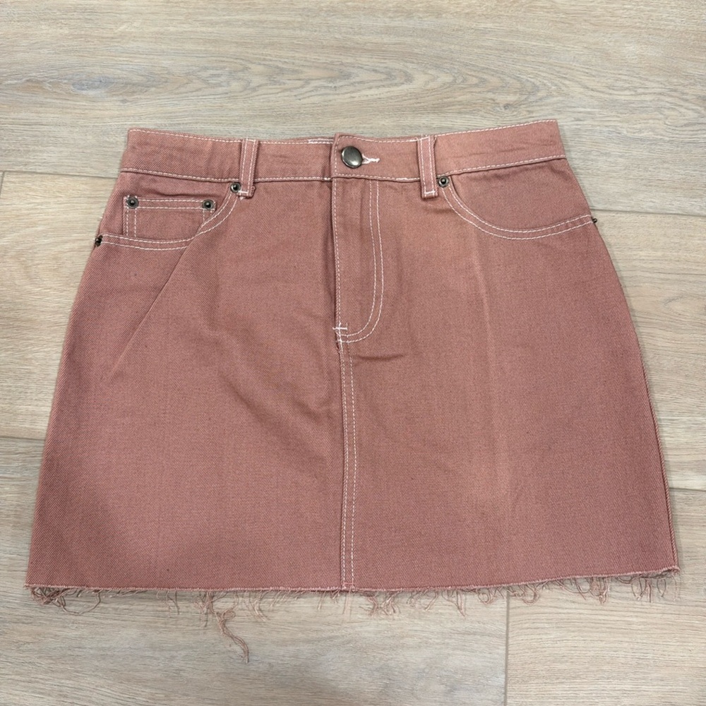 Blush Denim Skirt